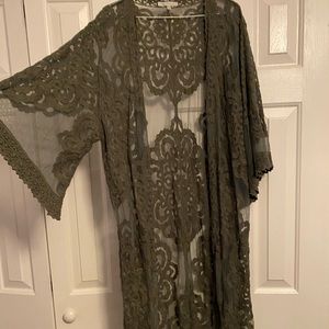 Olive Green Lace Cardigan